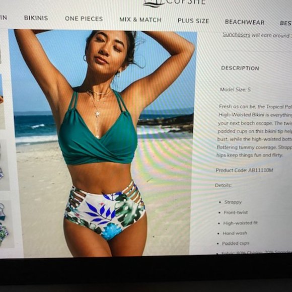 NWT Cupshe High Waisted Bikini (medium) - Picture 2 of 2